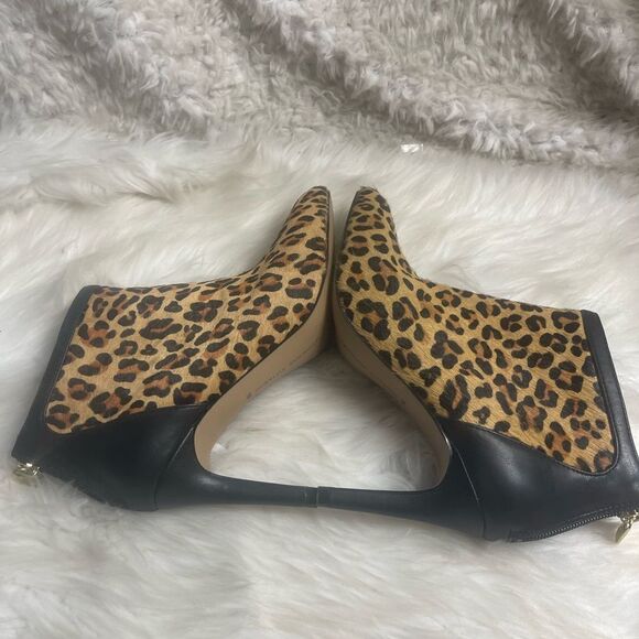 Adrienne Vittadini leather calf hair Chita print ankle boots black trim SZ7.5M - Picture 6 of 15